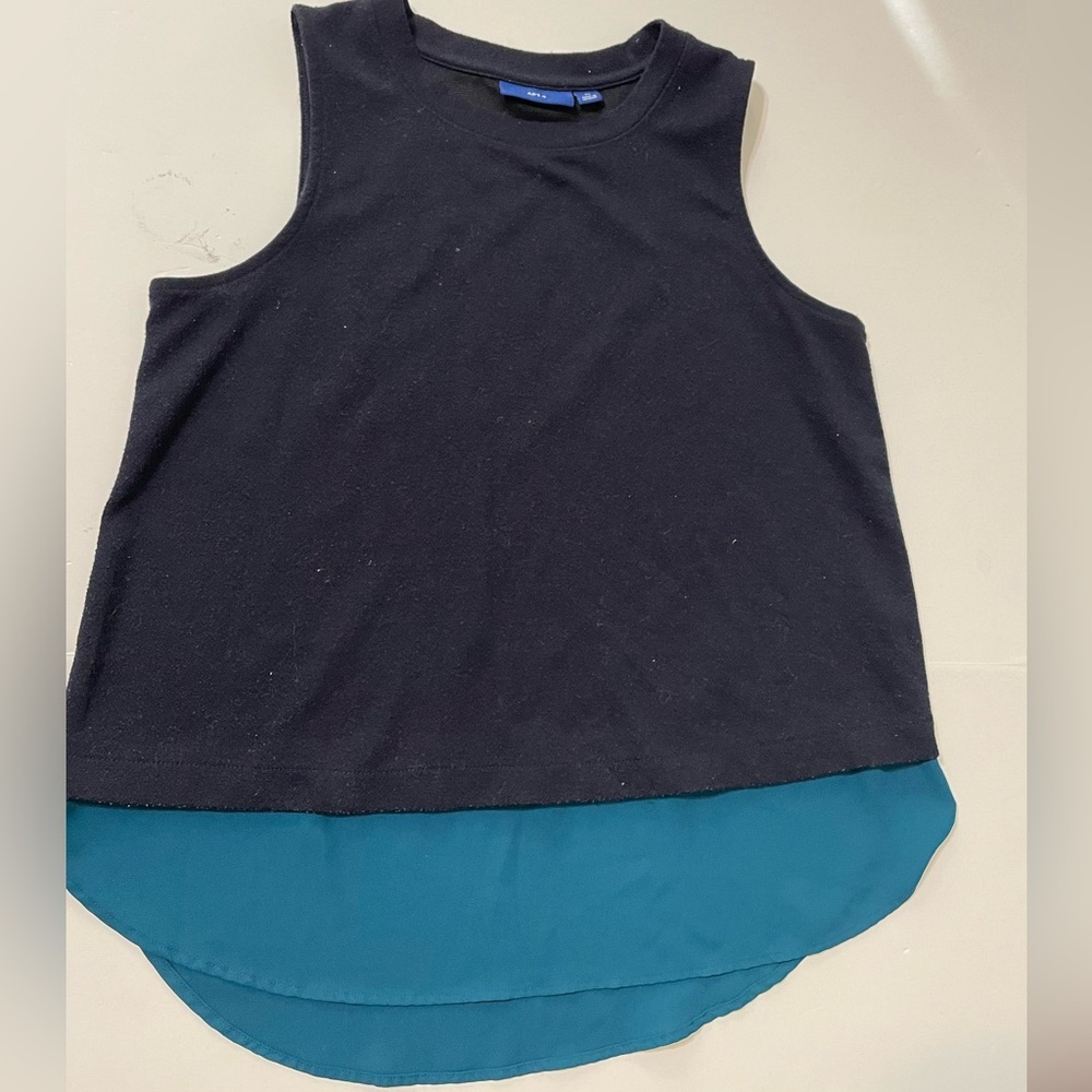 APT. 9 Top Blouse Navy Blue Sleeveless Tank Top Layered Size Medium